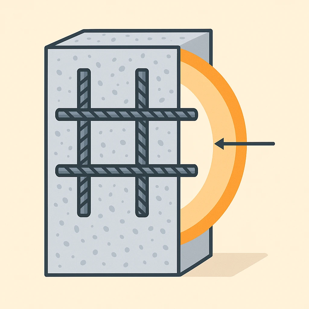 Схема армирования бетонной конструкции - расположение арматурных стержней и защитный слой