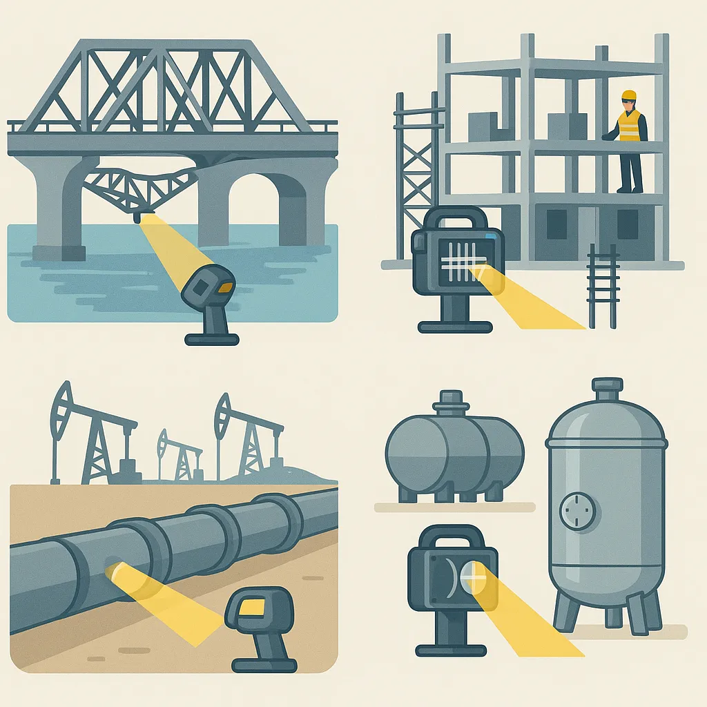 Области применения рентгенографического контроля в промышленности - строительство, нефтегаз, машиностроение